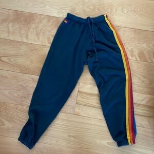 Aviator nation 5 stripe sweat pants size small navy blue